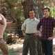Crews (left), Lo Truglio, and Samberg in season three of Brooklyn Nine-Nine (Photo: Fox)
